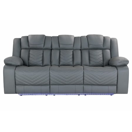 Global Furniture Usa U7068 GREY 10 POWER RECLINING SOFA WITH DDT, WC AND LED 5736